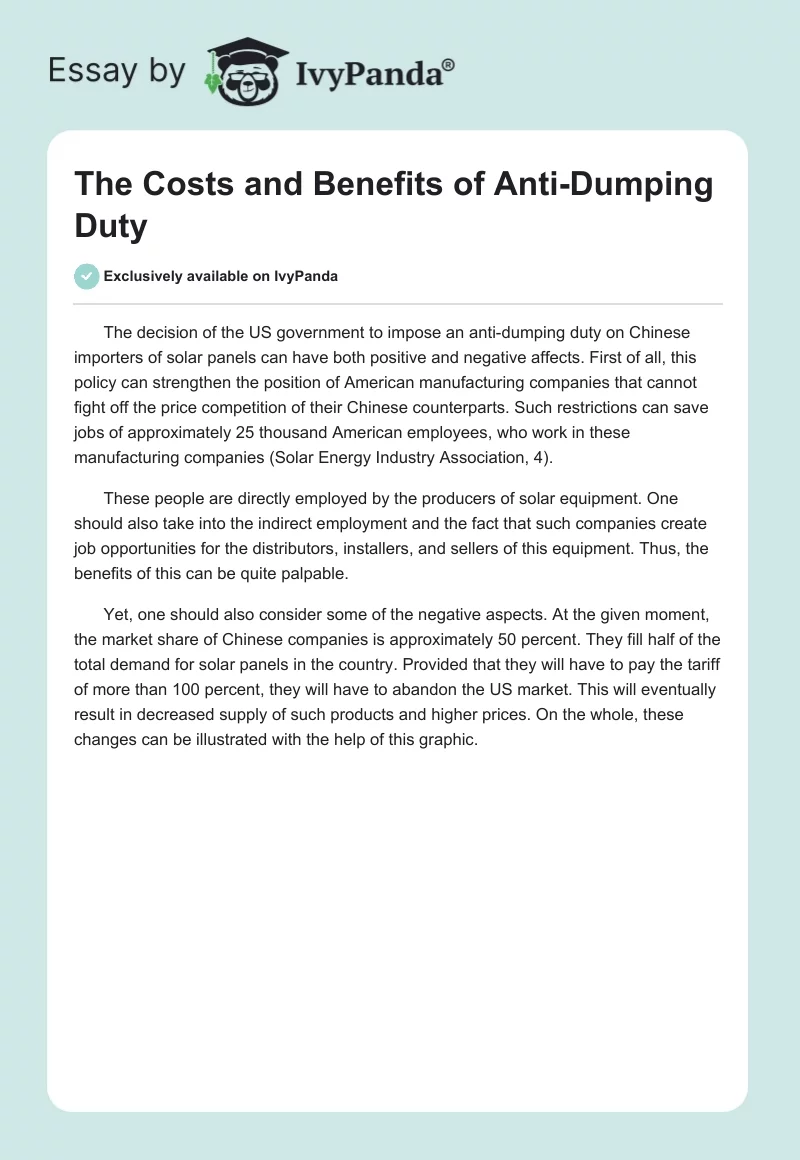 The Costs and Benefits of Anti-Dumping Duty. Page 1