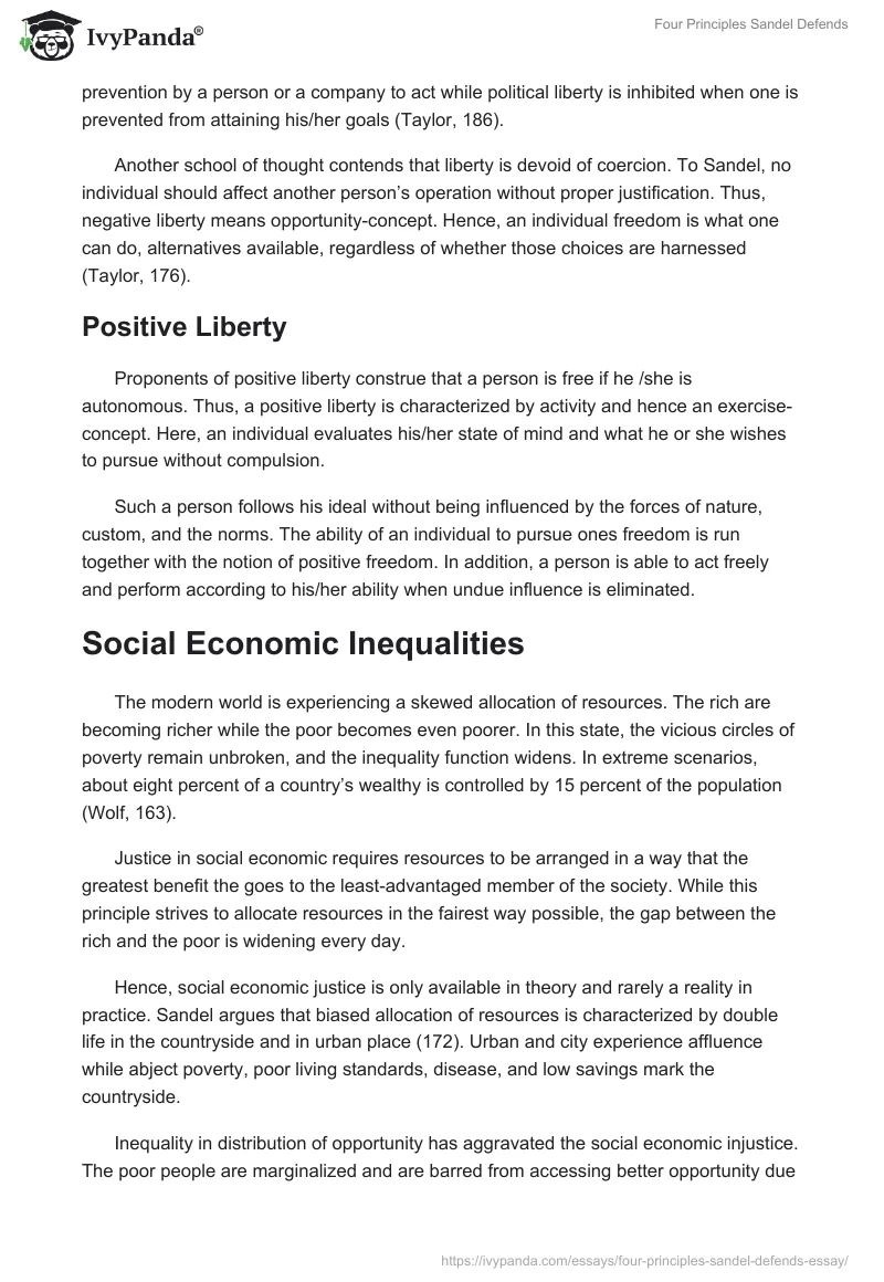 Four Principles Sandel Defends. Page 3