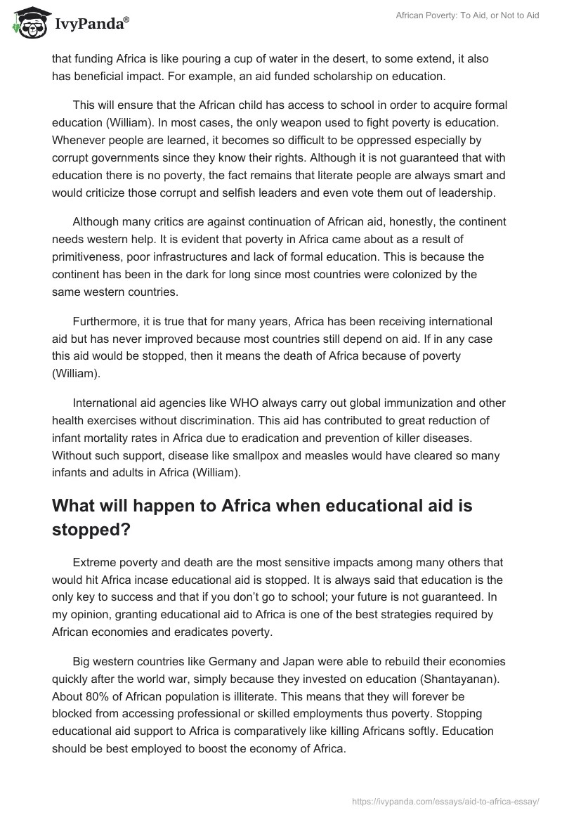 African Poverty: To Aid, or Not to Aid. Page 3