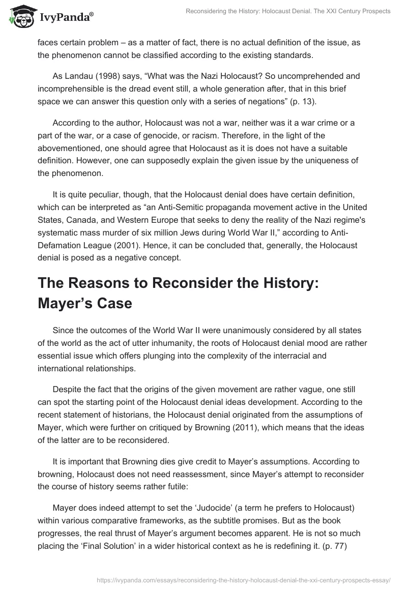 Reconsidering the History: Holocaust Denial. The XXI Century Prospects. Page 2