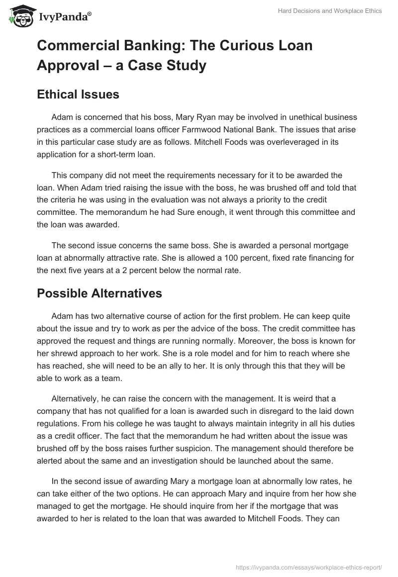 Hard Decisions and Workplace Ethics. Page 4