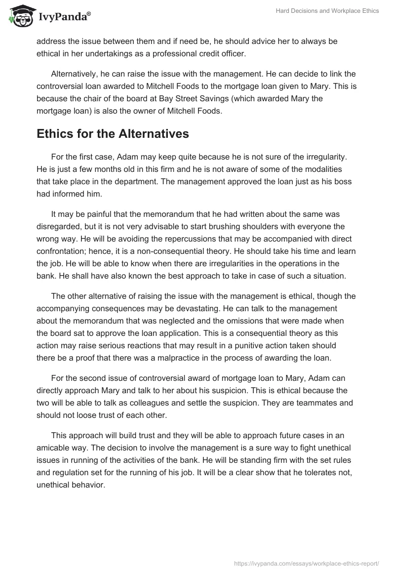 Hard Decisions and Workplace Ethics. Page 5