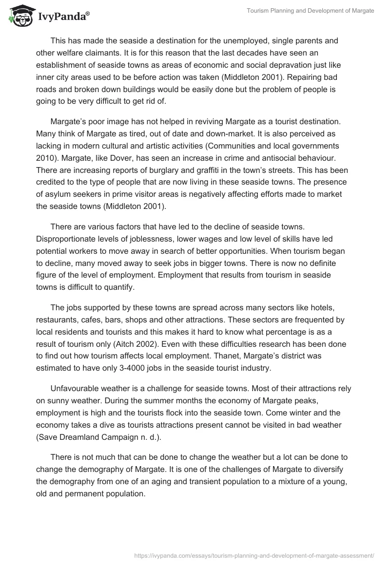 Tourism Planning and Development of Margate. Page 4