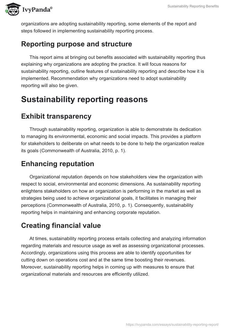 Sustainability Reporting Benefits. Page 2