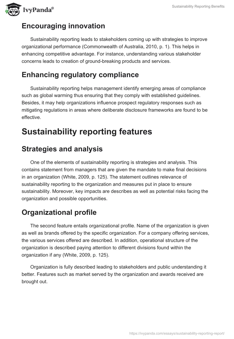 Sustainability Reporting Benefits. Page 3
