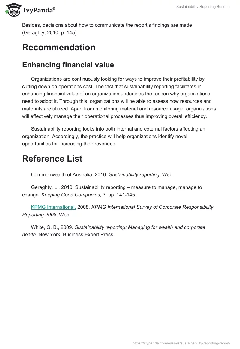 Sustainability Reporting Benefits. Page 5