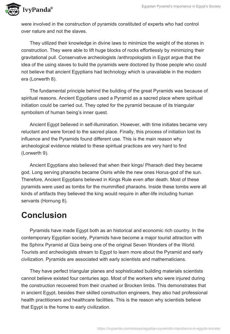 Egyptian Pyramid’s Importance in Egypt’s Society. Page 4
