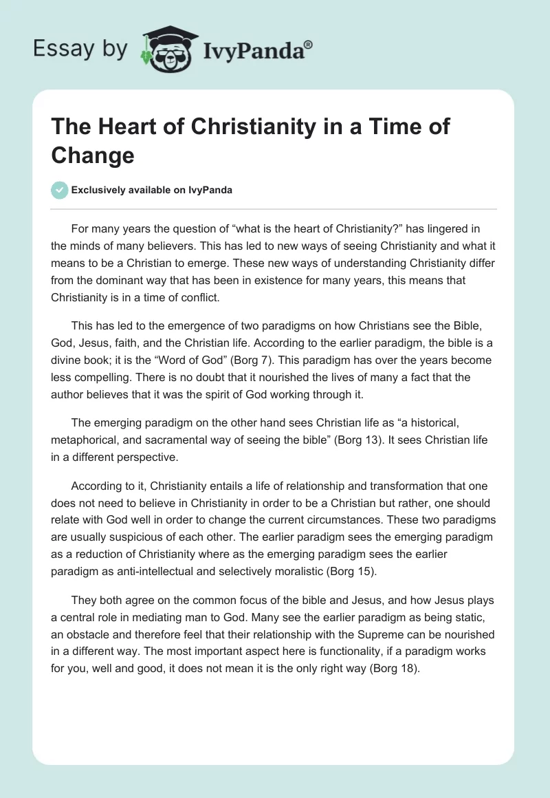 The Heart of Christianity in a Time of Change. Page 1