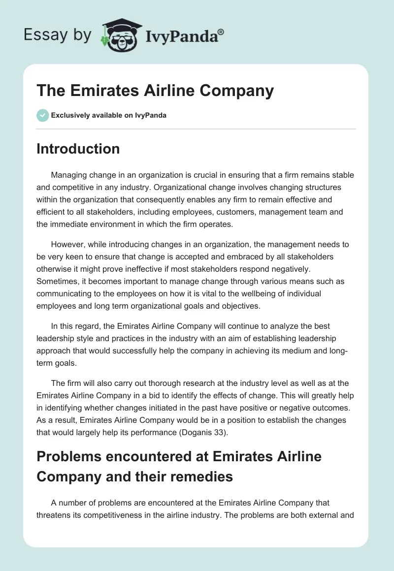 The Emirates Airline Company. Page 1