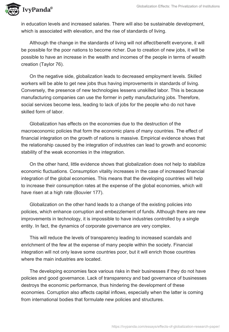 Globalization Effects: The Privatization of Institutions. Page 2