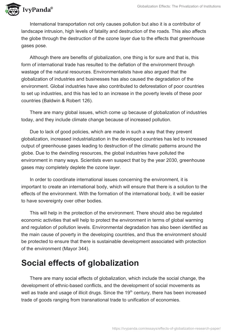 Globalization Effects: The Privatization of Institutions. Page 4