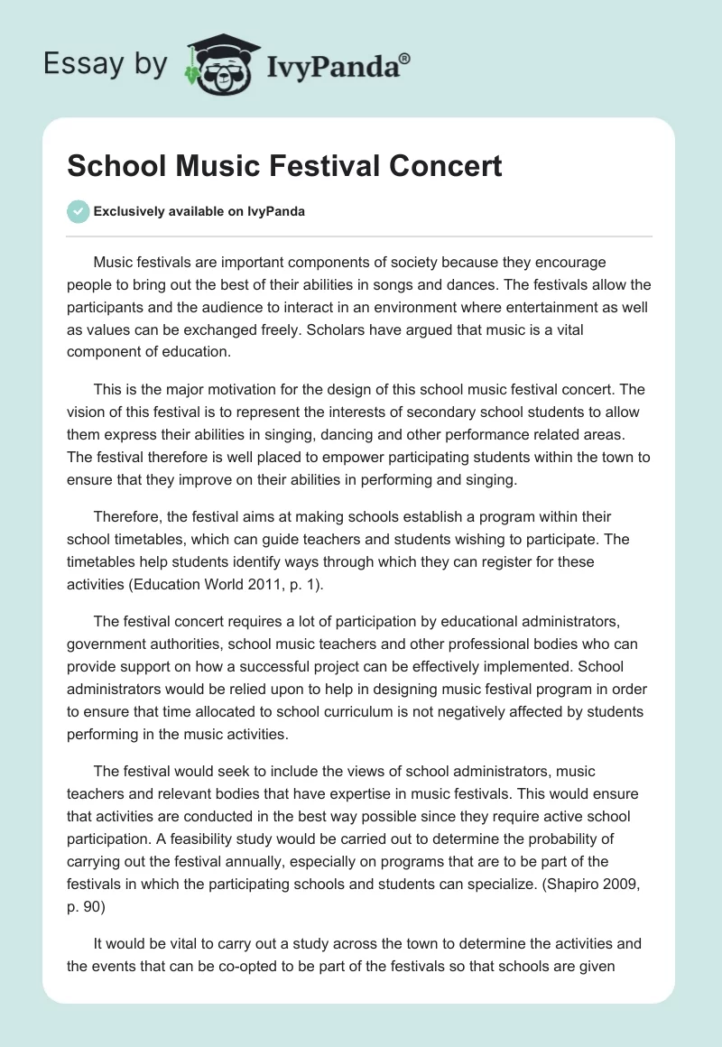 School Music Festival Concert. Page 1