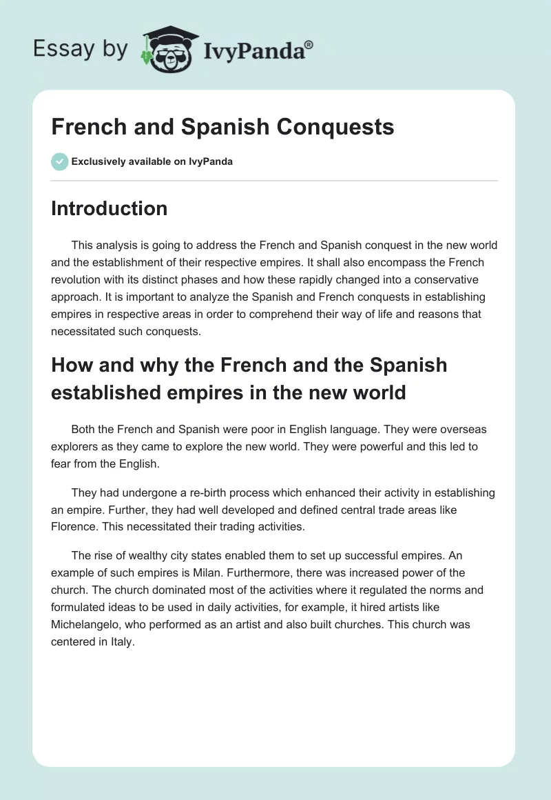 French and Spanish Conquests. Page 1
