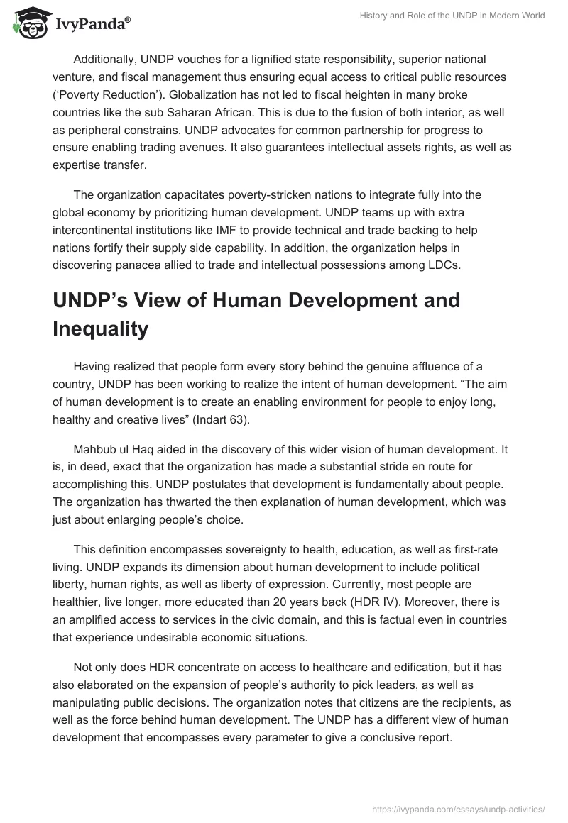 History and Role of the UNDP in Modern World. Page 4
