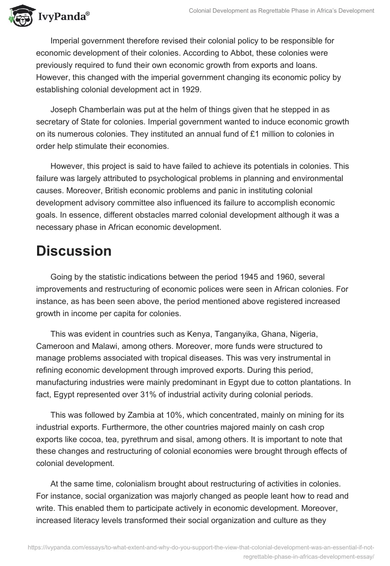 Colonial Development as Regrettable Phase in Africa’s Development. Page 3