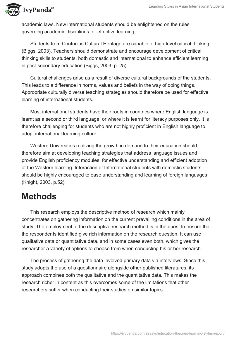 Learning Styles in Asian International Students. Page 4