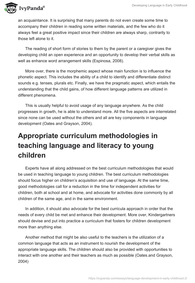 Developing Language in Early Childhood. Page 4