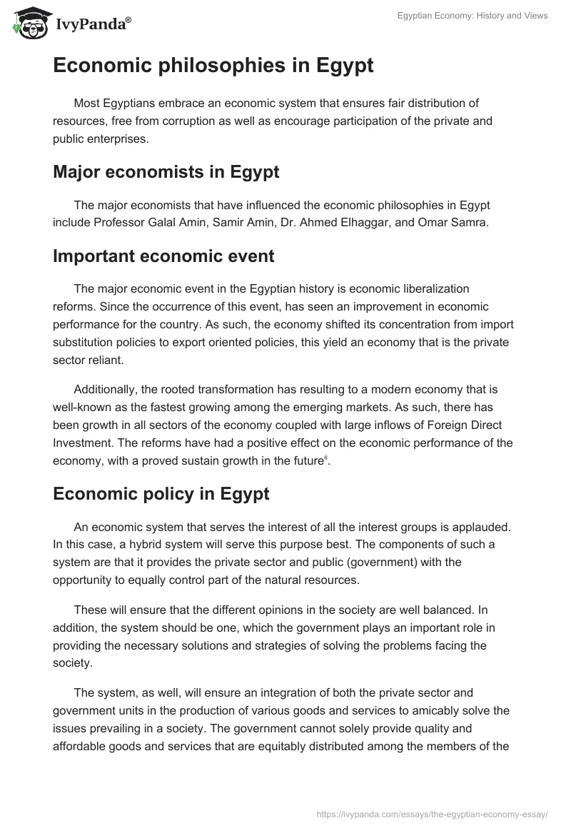 Egyptian Economy: History and Views. Page 3