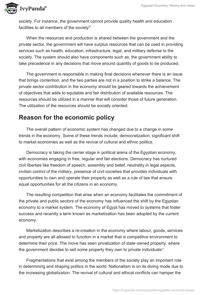 Egyptian Economy: History and Views. Page 4