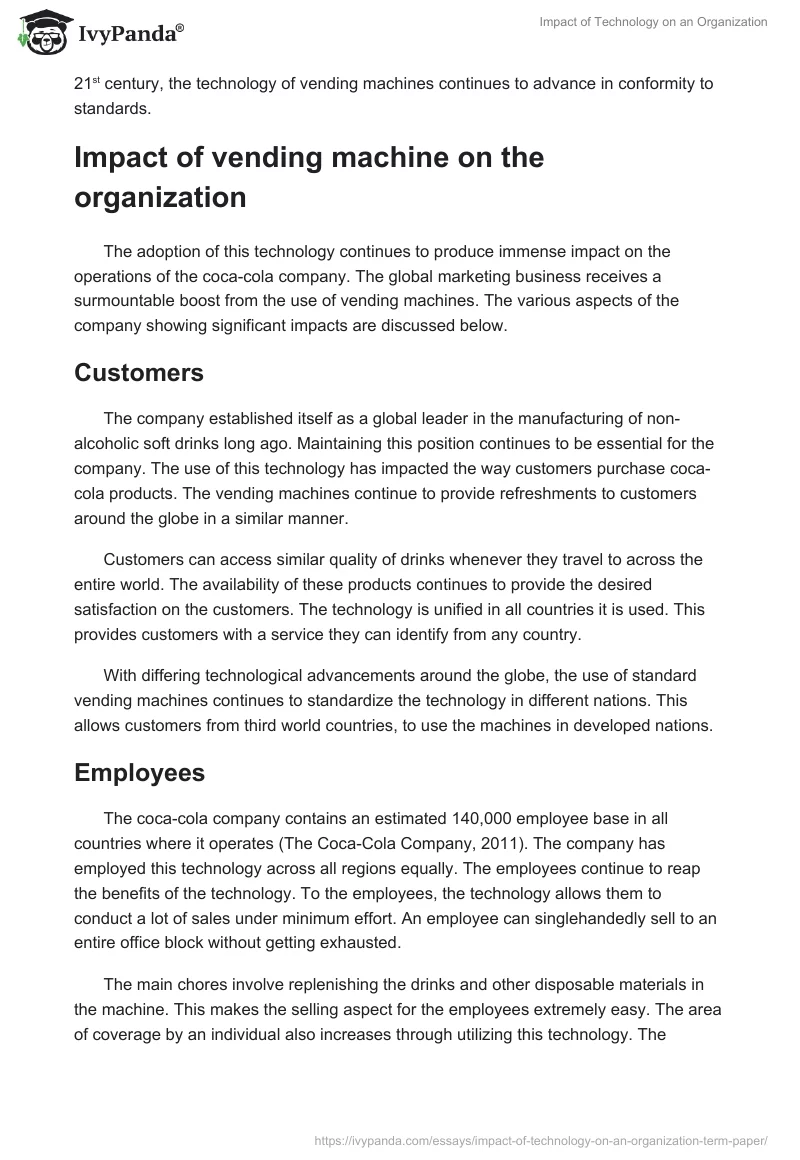 Impact of Technology on an Organization. Page 4