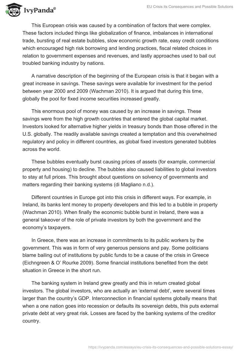 EU Crisis its Consequences and Possible Solutions. Page 2