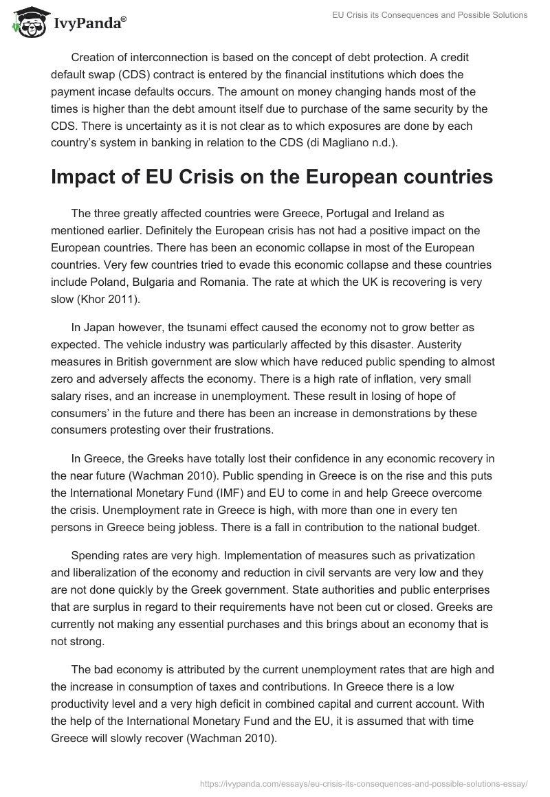 EU Crisis its Consequences and Possible Solutions. Page 3