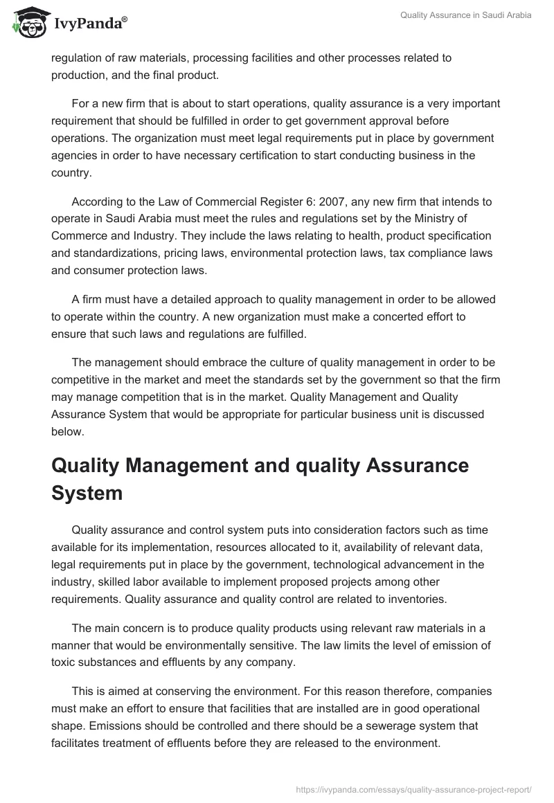 Quality Assurance in Saudi Arabia. Page 2