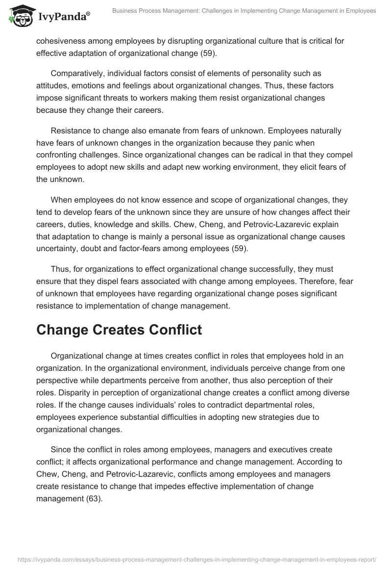 Business Process Management: Challenges in Implementing Change Management in Employees. Page 4