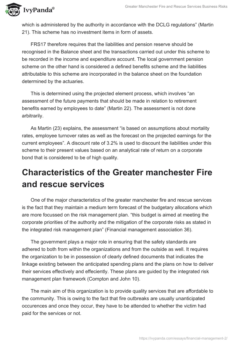 Greater Manchester Fire and Rescue Services Business Risks. Page 4