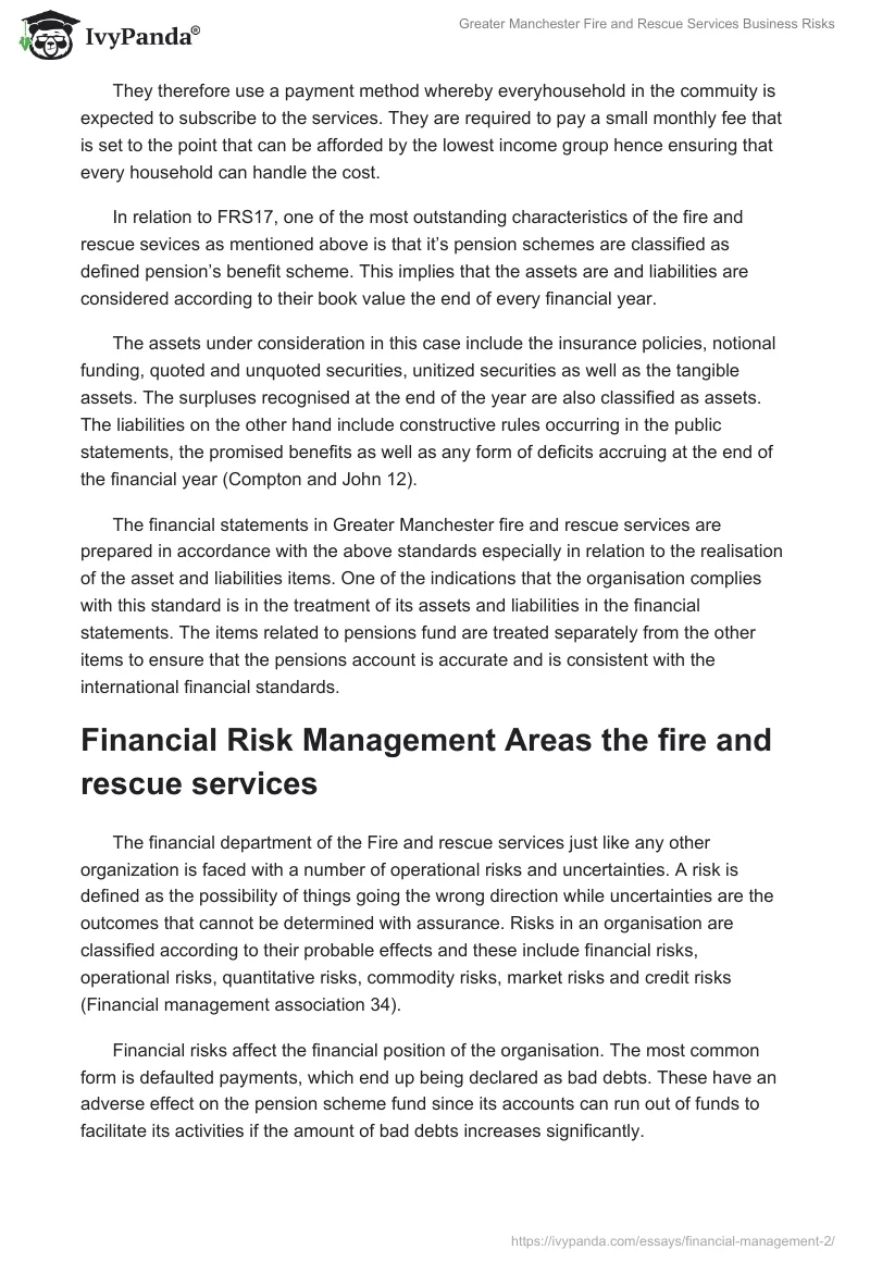 Greater Manchester Fire and Rescue Services Business Risks. Page 5