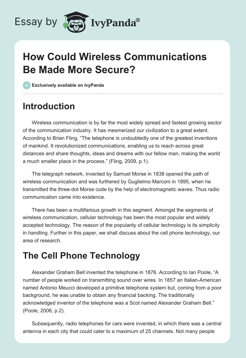 How Could Wireless Communications Be Made More Secure?. Page 1
