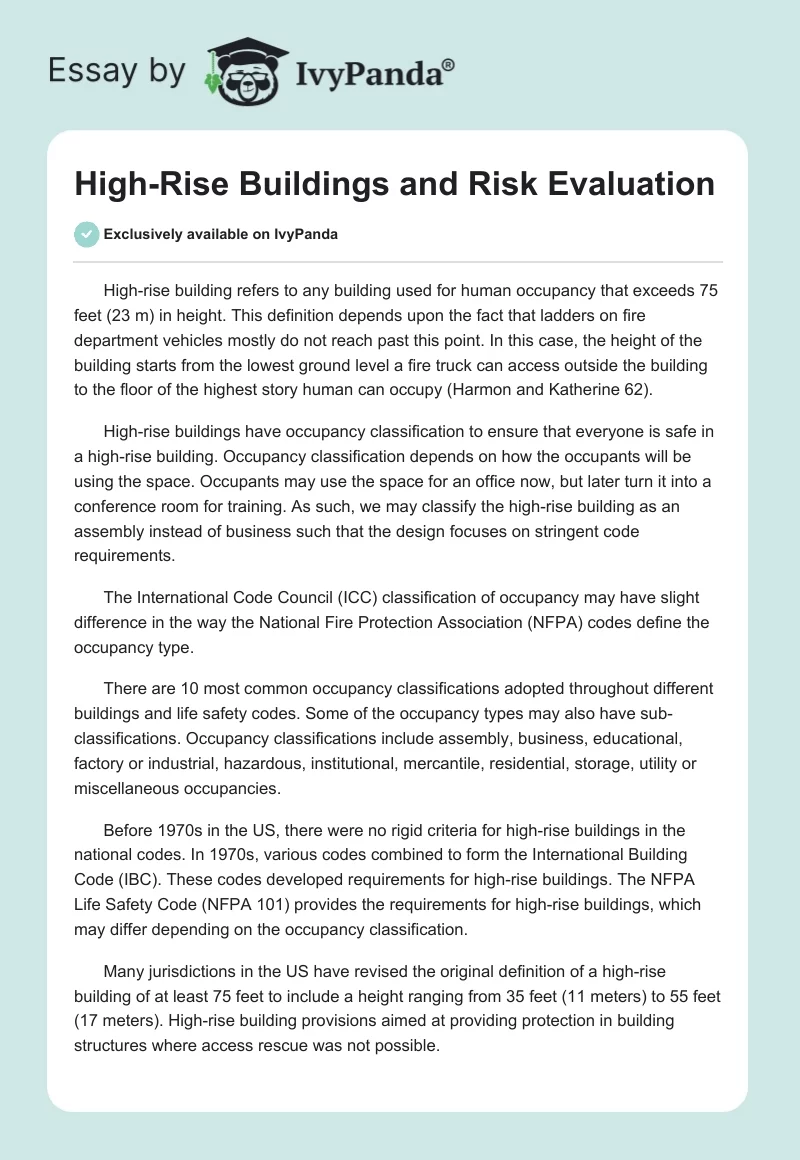 High-Rise Buildings and Risk Evaluation. Page 1
