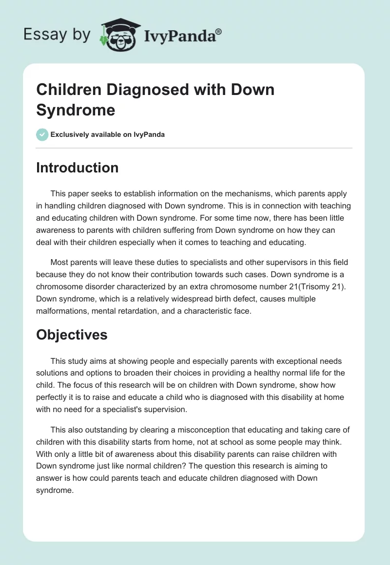Children Diagnosed with Down Syndrome. Page 1