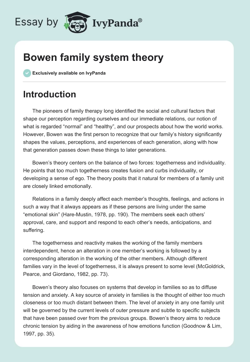 Bowen family system theory. Page 1