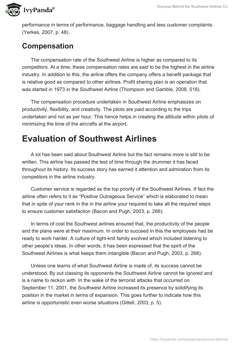 Success Behind the Southwest Airlines Co.. Page 3