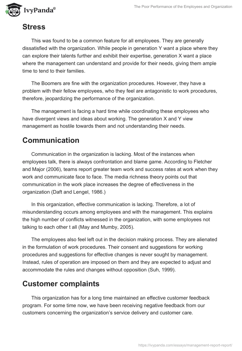 The Poor Performance of the Employees and Organization. Page 5