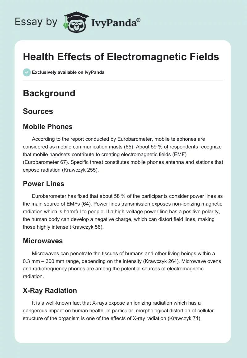 Health Effects of Electromagnetic Fields. Page 1