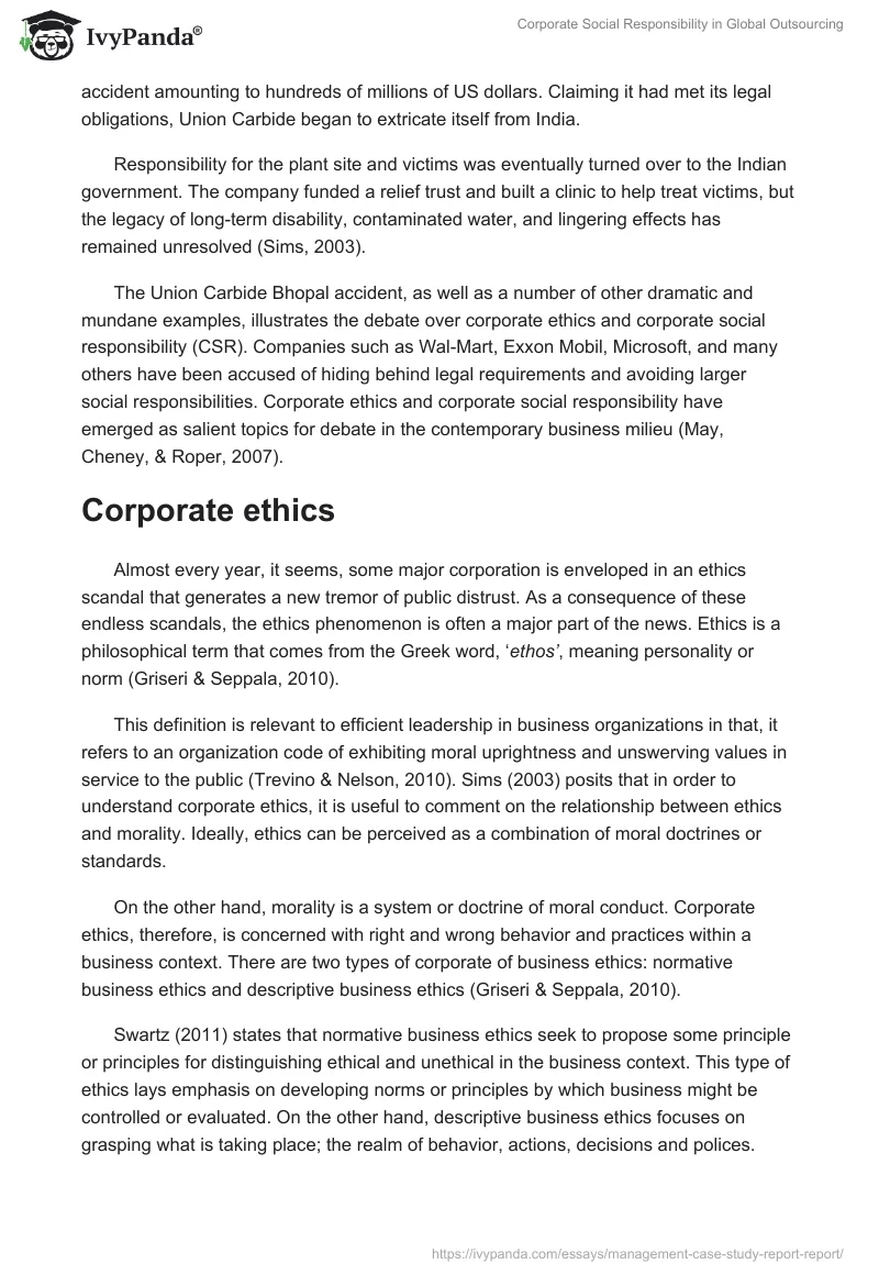 Corporate Social Responsibility in Global Outsourcing. Page 2