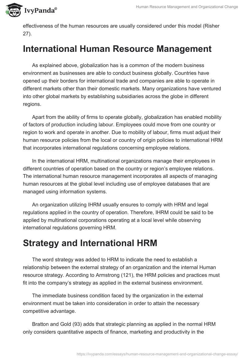 Human Resource Management and Organizational Change. Page 3