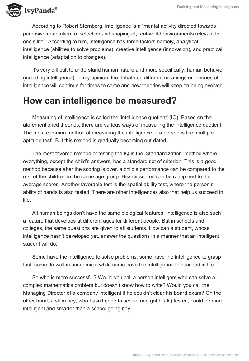 Defining and Measuring Intelligence. Page 2