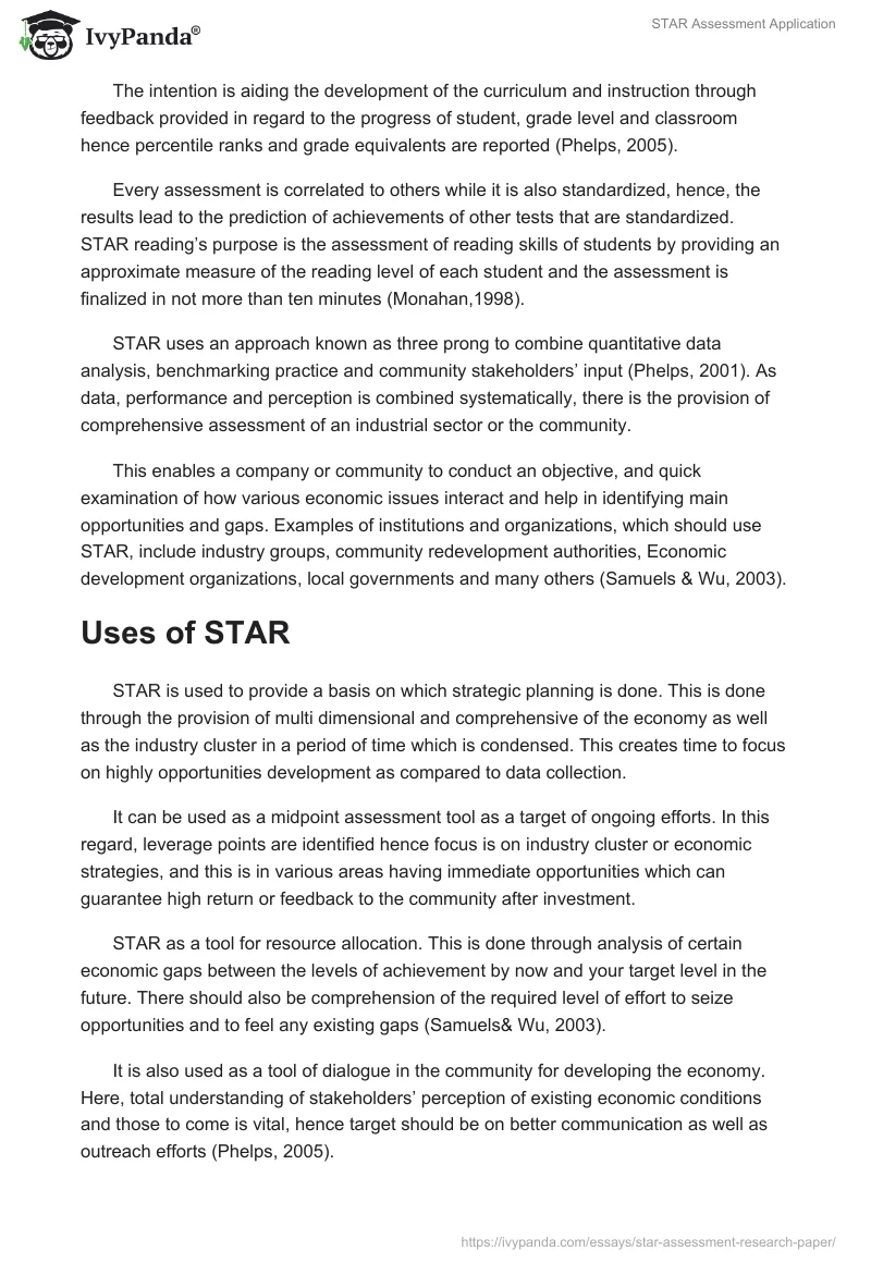 STAR Assessment Application. Page 4