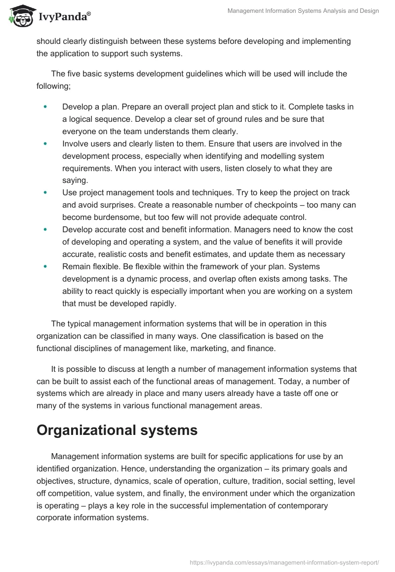 Management Information Systems Analysis and Design. Page 3