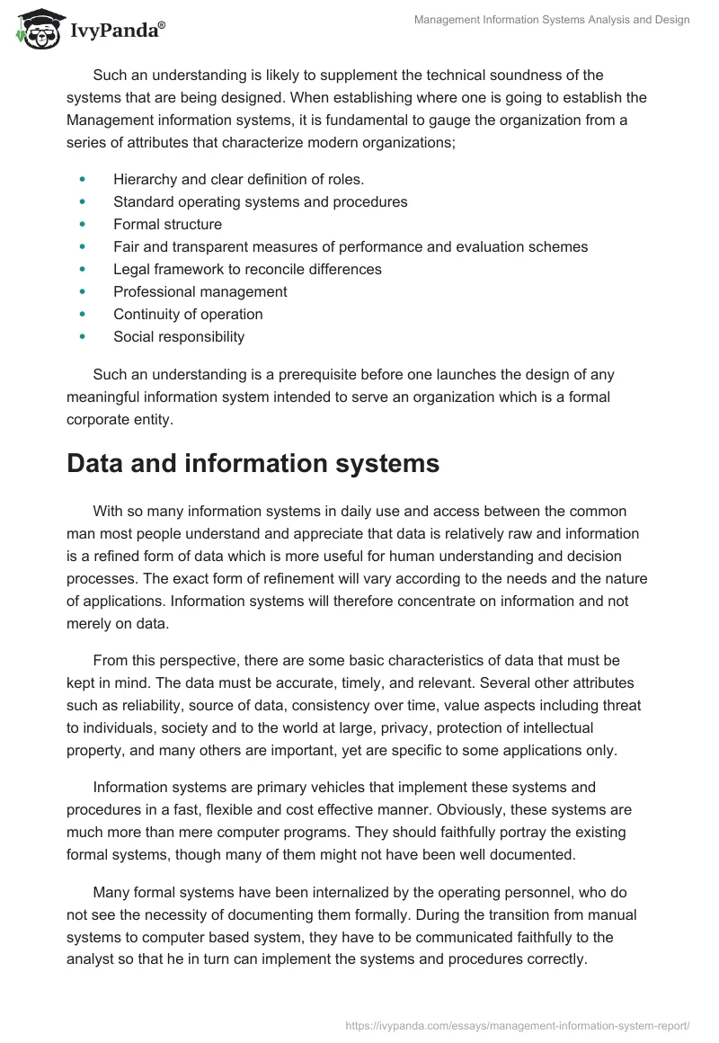 Management Information Systems Analysis and Design. Page 4