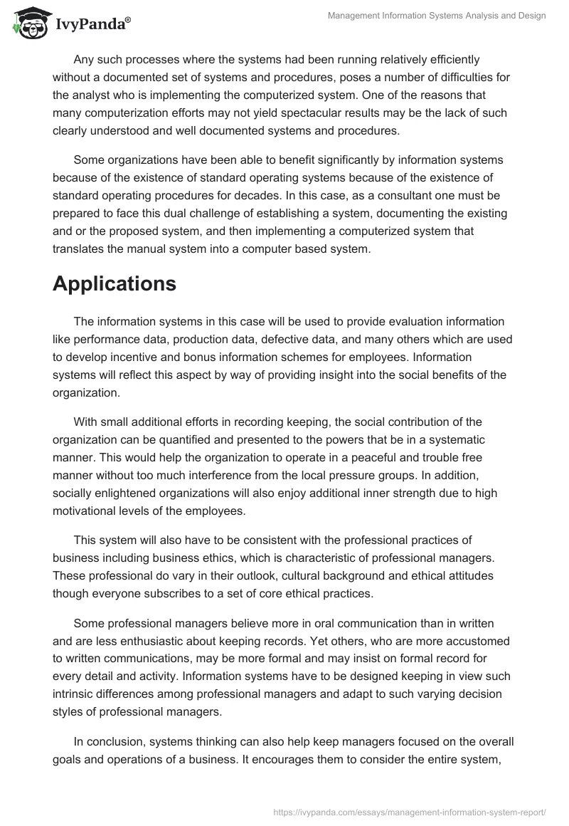 Management Information Systems Analysis and Design. Page 5