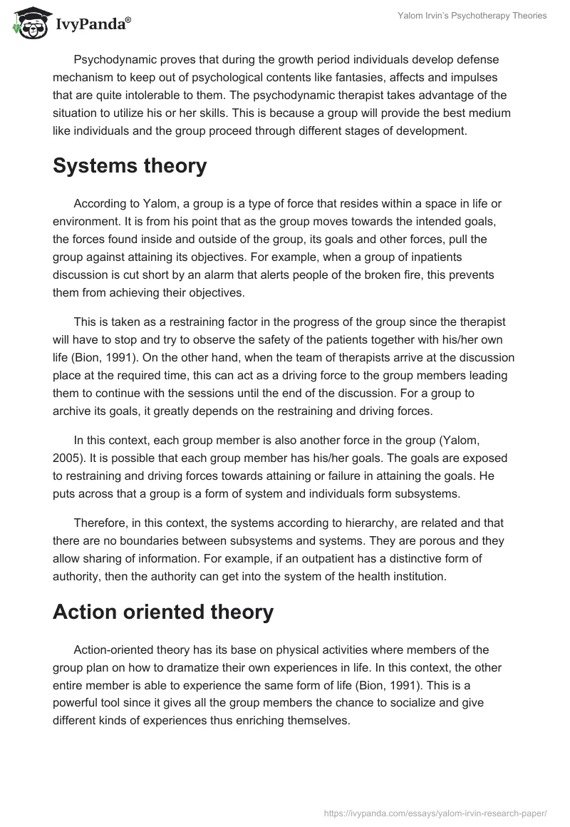 Yalom Irvin’s Psychotherapy Theories. Page 3