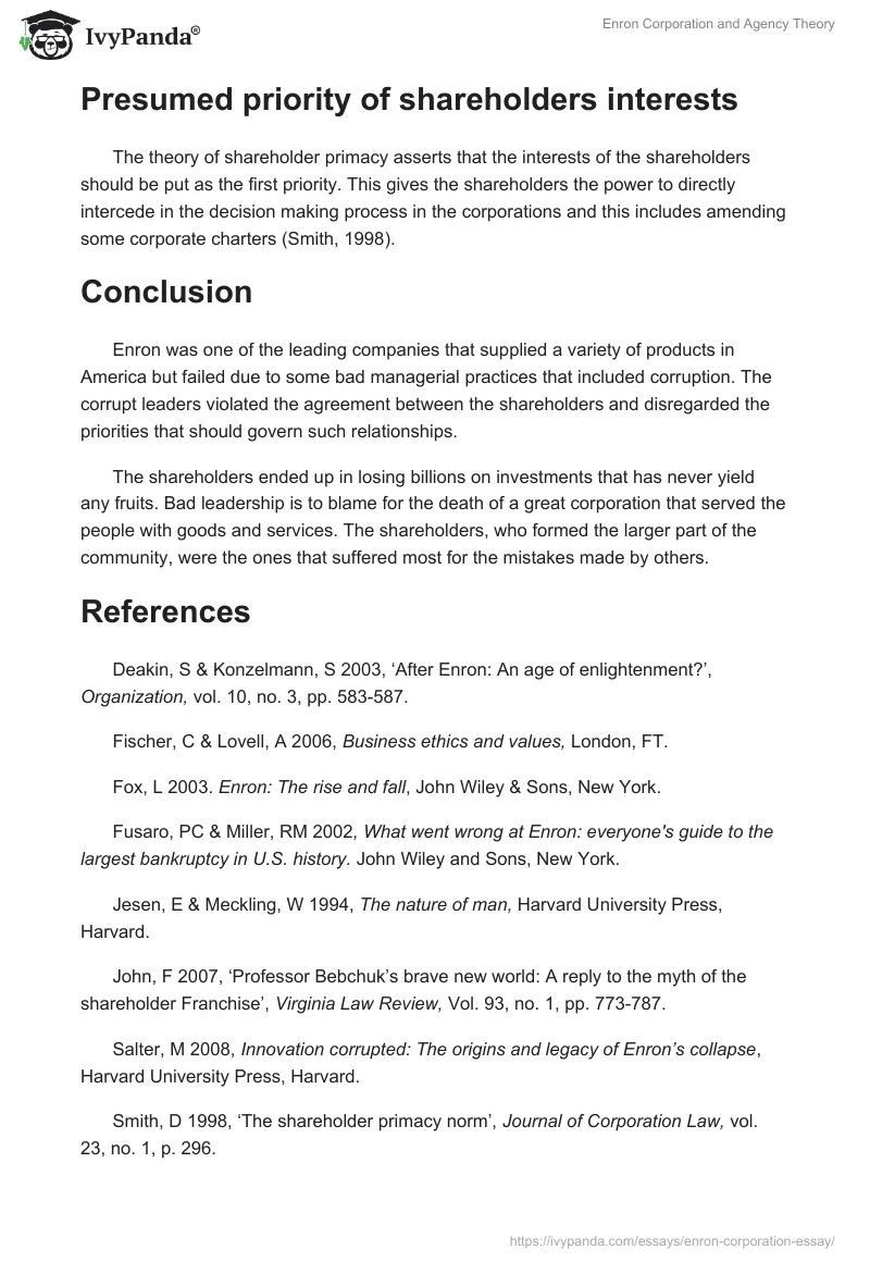 Enron Corporation and Agency Theory. Page 3