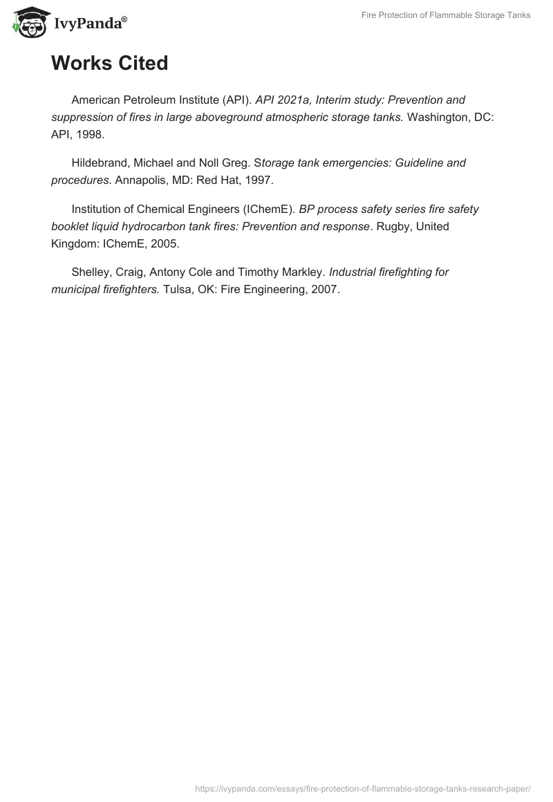 Fire Protection of Flammable Storage Tanks. Page 5