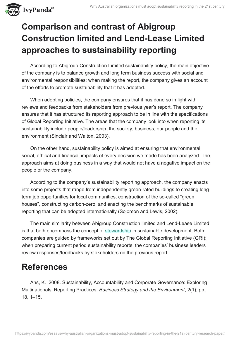 Why Australian organizations must adopt sustainability reporting in the 21st century. Page 5