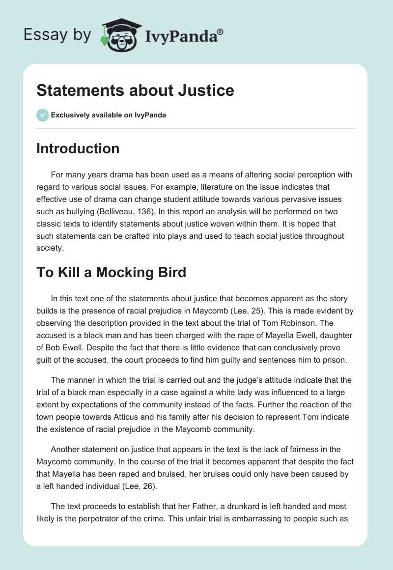 Statements about Justice. Page 1