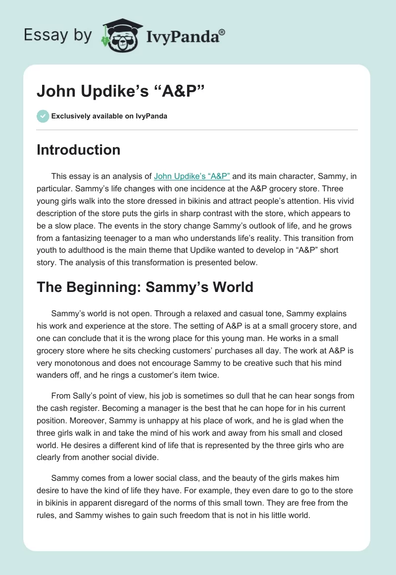 John Updike’s “A&P”. Page 1